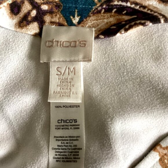 Chico's Poncho Faux Suede Paisley Floral Sz S/M #132M - Picture 8 of 10